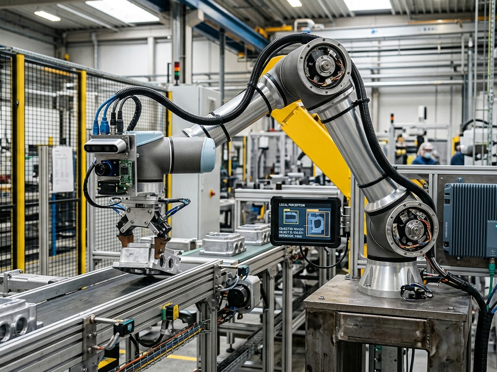 Edge AI processing sensor data in an industrial robot