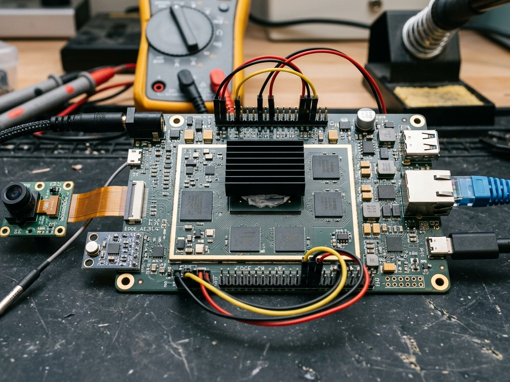 Embedded AI hardware with sensors and edge processing components